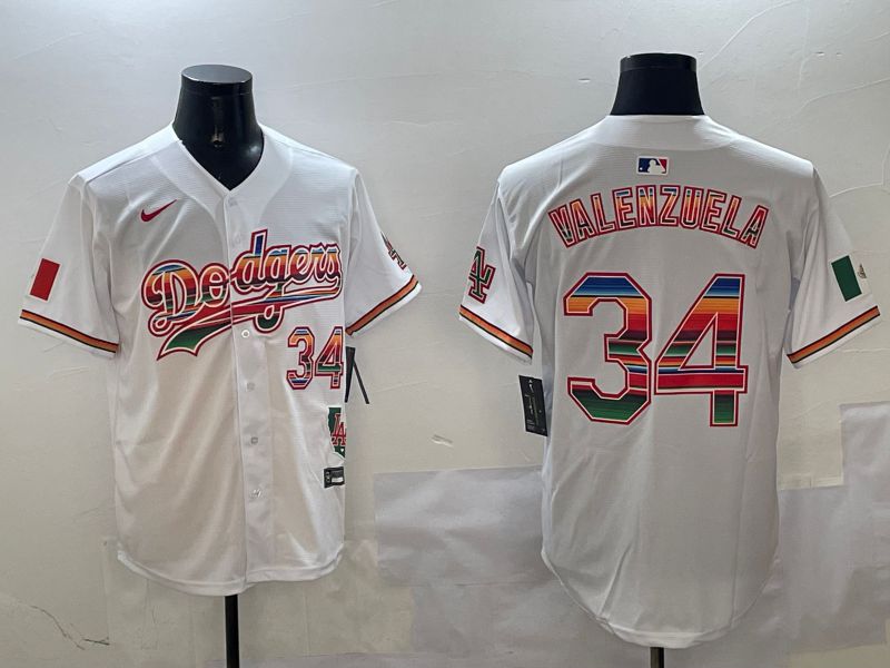 Men Los Angeles Dodgers #34 Valenzuela White Fashion Game 2025 Nike MLB Jersey style 3125->women mlb jersey->Women Jersey